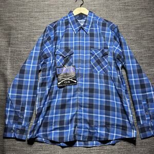 Dixxon Flannel Shirt Men's XL Blue Plaid Long Sleeve Grunt Style Button Up